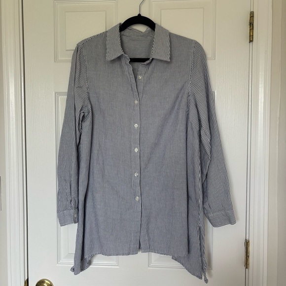 Zac & Rachel Blue White Striped Button Down Top Size Small - Picture 1 of 8